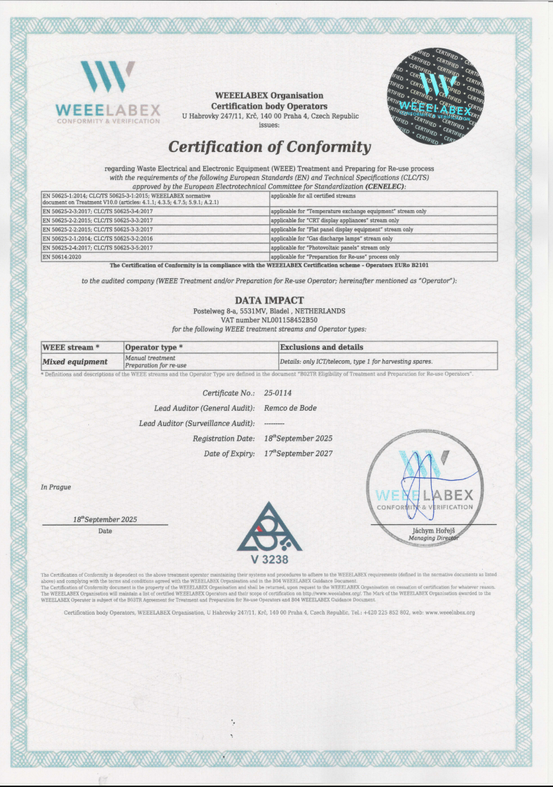 WEEELABEX-certificaat